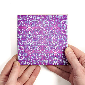 Pink Purple Geometric Rhododendron Flower Tiles, 6 of 12