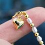 Sterling Silver Freshwater Pearl And Paperclip Beaded Bracelet With A Heart Charm, thumbnail 7 of 12