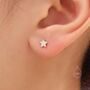 Sterling Silver Mismatched Moon And Star Barbell Earrings, thumbnail 2 of 12