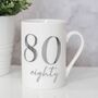 White Porcelain 80th Milestone Birthday Mug, thumbnail 1 of 2