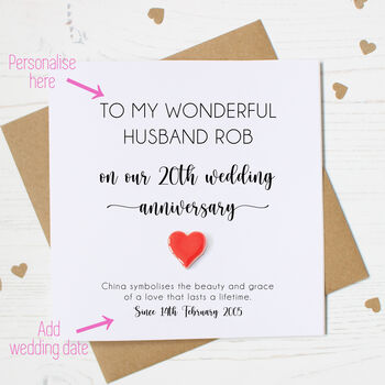Personalised 20th Anniversary Card For Husband Or Wife, 2 of 7