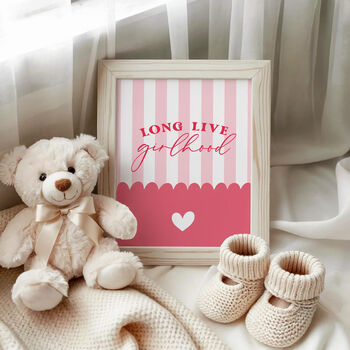 Pink Long Live Girlhood Nursery Print, 6 of 6