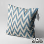 Ice Blue Zig Zag Handwoven Ikat Cushion Cover, thumbnail 2 of 8
