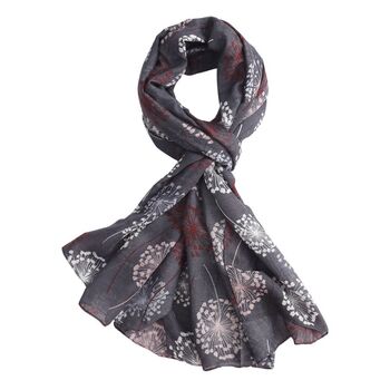 Dusky Pink Poncho And Charcoal Dandelion Print Scarf Set, 3 of 5