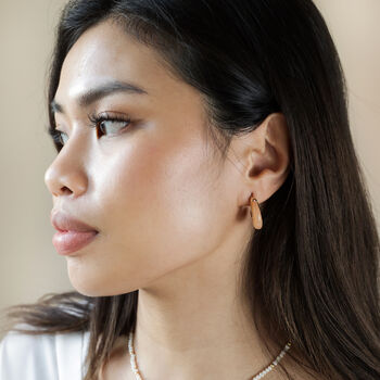 Medium Organic Resin Hoop Earrings In Gold Plating, 9 of 9