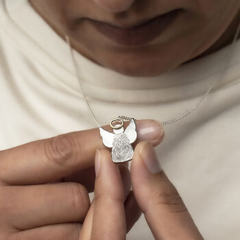 Silver And Gold Fingerprint Angel Memorial Necklace, 2 of 5