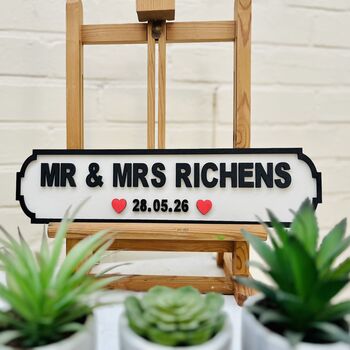 Personalised Mr And Mrs Date Heart Wedding Gift Sign, 6 of 6