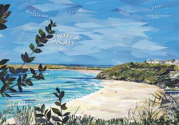 St Ives, Cornwall, Upcycled Collage Blank Card, 2 of 3