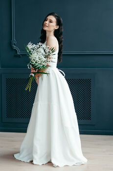 Bohemian Linen Wedding Dress, 5 of 12