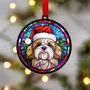 Lhasa Apso In Santa Hat Suncatcher Decoration, thumbnail 1 of 6
