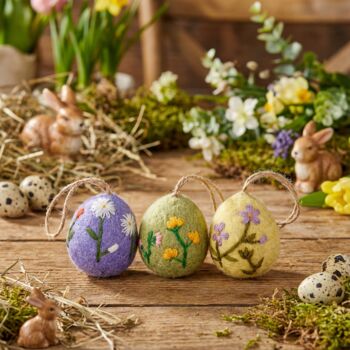 Handmade Felt Easter Eggs Set Hanging Decorations, 2 of 3
