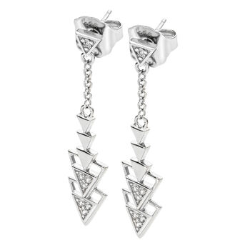 Sterling Silver Designer Art Deco Triangle Earrings, 2 of 5