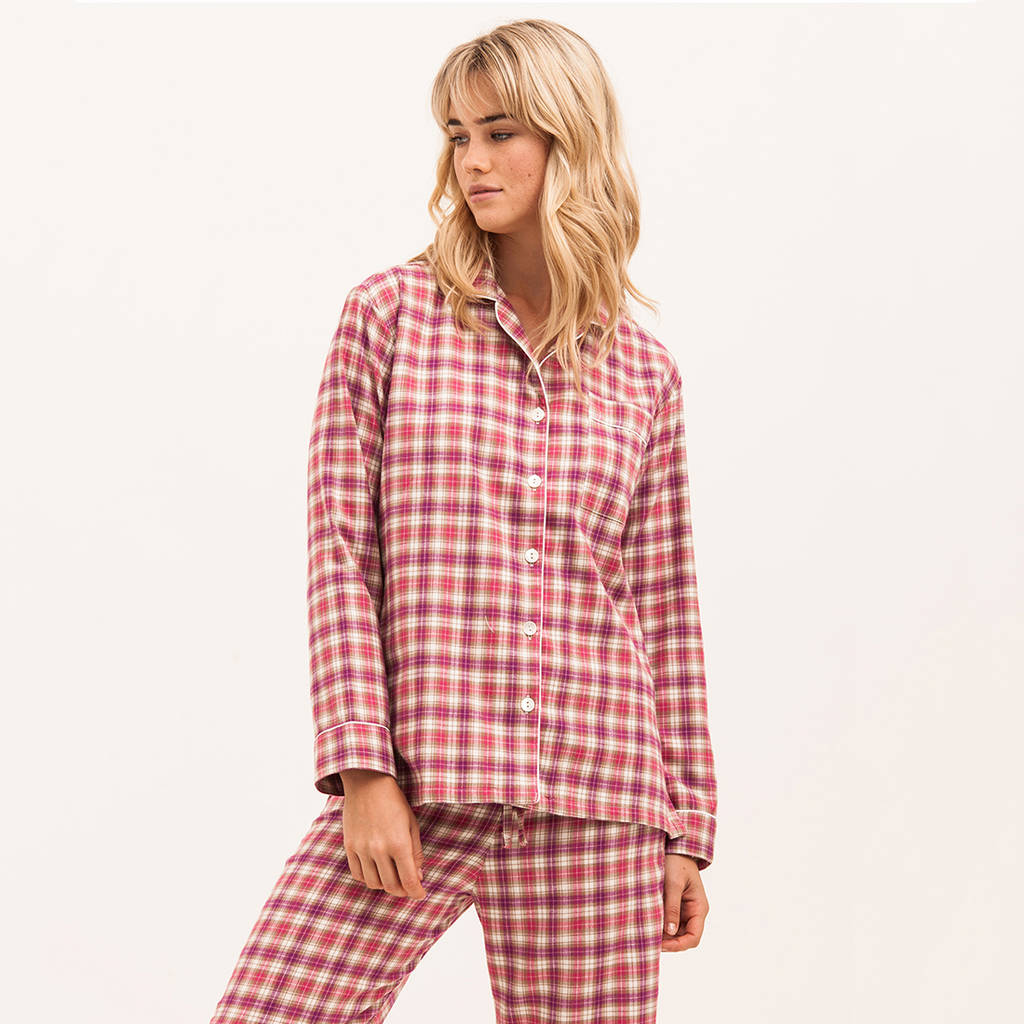 Women's Brushed Cotton Pink Pyjamas By PJ Pan