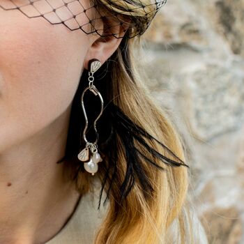 'Melissa' Feather And Pearl Earrings, 5 of 12