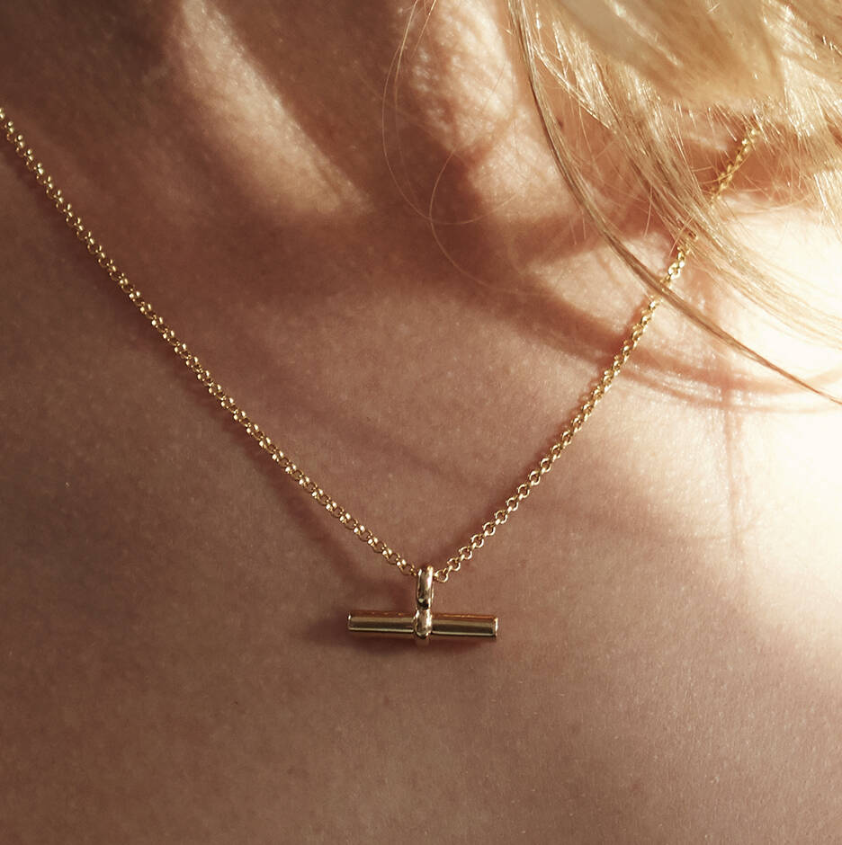 T Bar Necklace In Sterling Silver Or Gold Vermeil, 1 of 5