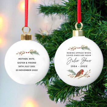 Personalised Robin Christmas Memorial Bauble, 3 of 3