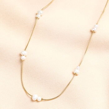 Stainless Steel Pearl Snakechain Necklace In Gold Plating, 2 of 4