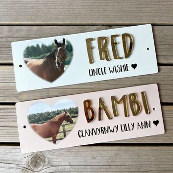 Personalised Horse Photo Stable Name Acrylic Door Sign, 2 of 7
