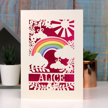 Personalised Papercut Rainbow Card, 4 of 9