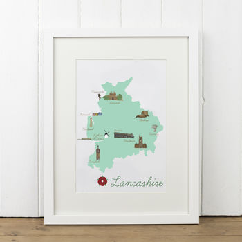 Lancashire County Map Illustration Print, 6 of 8