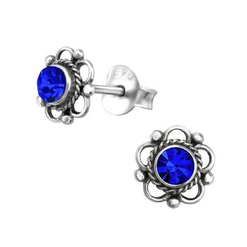 Mother's Day Vintage Style Silver Studs Blue, 2 of 10