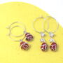 Hoop Earrings With Rose Charms, thumbnail 1 of 3