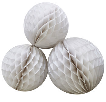Three White Honeycomb Ball Decorations, 2 of 2