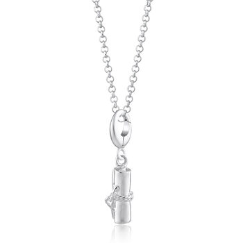 Sterling Silver Graduation Scroll Charm Necklace, 2 of 8