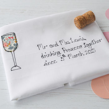 Personalised 'Drinking Prosecco Together' Tea Towel, 2 of 4