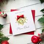 Mum And Dad Mistletoe Christmas Card. Personalised, thumbnail 6 of 7