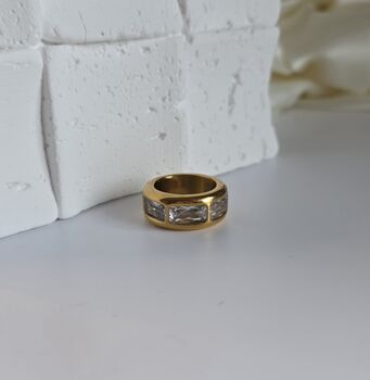 Baguette Cut Cz Band Chunky Statement Ring In 18 K Gold, 7 of 12