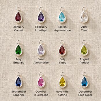 Sterling Silver Teardrop Birthstone Charms, 3 of 7