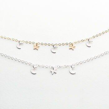 Moon And Stars Family Initials Necklace, 3 of 5