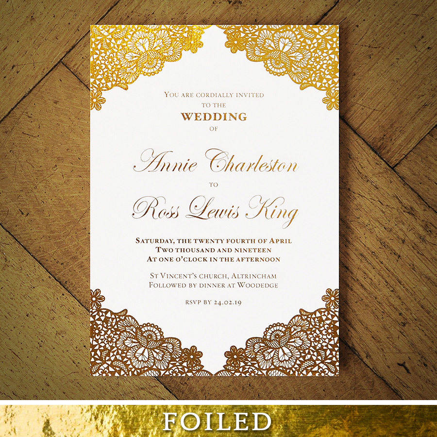 Versailles Foiled Lace Wedding Invitation By Feel Good Wedding ...