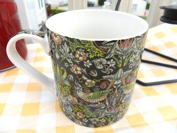 Jumbo Mug In Black Strawberry Thief Design, 7 of 7