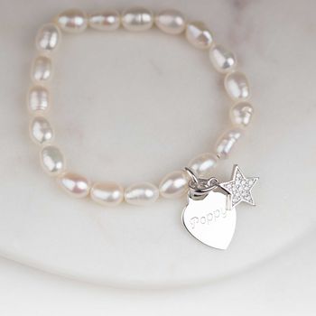 Personalised Children's Pearl Star Charm Bracelet, 2 of 6