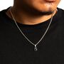 Gold Mini White Line Onyx Gemstone Pendant Necklace For Men, thumbnail 2 of 9