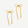 Women’s Bow Stud Earrings With Herringbone Chain In 18k Gold, Bridesmaid, Party Jewellery, thumbnail 5 of 5