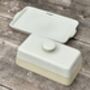 White Butter Dish With Cream Stripe, thumbnail 2 of 3