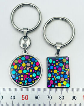 Rectangle Disco Keyring With Colourful Sparkles, 3 of 8
