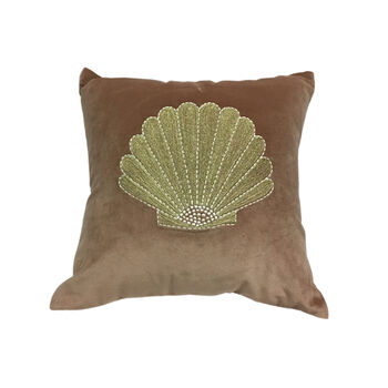 Handmade Embroidered Velvet Shell Cushion, 3 of 3