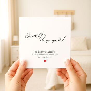 Personalised Just Engaged Card For Son And Fiancée, 5 of 6