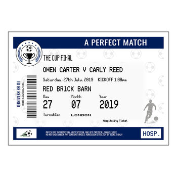 Personalised Football Ticket Wedding Print, 6 of 6