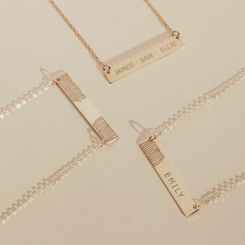 Personalised Fingerprint And Name Bar Necklace, 2 of 8