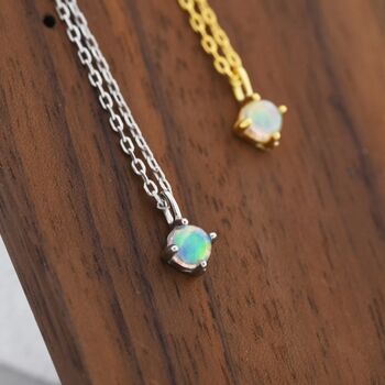 Tiny Opal Pendant Necklace In Sterling Silver, 5 of 10