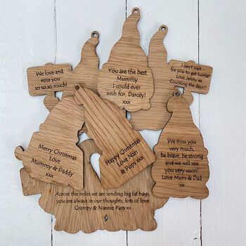 Personalised Oak Eco Gnome Family Of Five Decoration, 3 of 7