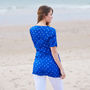 Blue Luxury Silk Embroidered Hand Dyed Tunic, thumbnail 4 of 5
