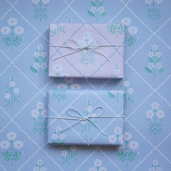 Blue And Pink Double Sided Botanical Wrapping Paper, 4 of 6