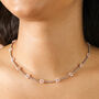 Silver Stainless Steel Pink Daisy Beaded Necklace, thumbnail 1 of 4