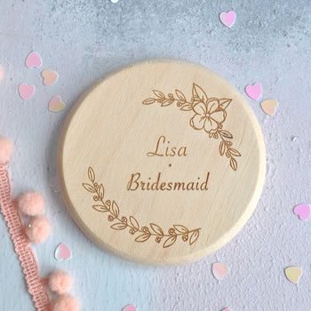 Personalised Floral Bridesmaid Compact Mirror, 3 of 5